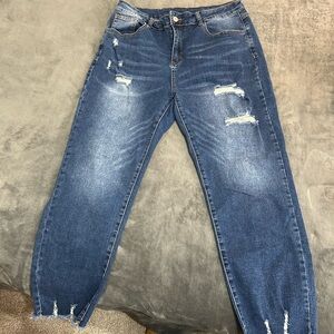 Amazon Women's Distressed Boyfriend Jeans - Blue